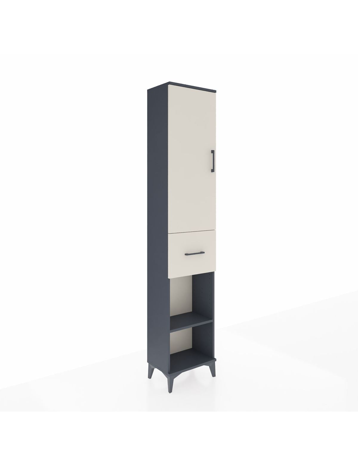 Arges Dolap 3 Raflı Tek Çekmeceli Tek Askılı 44x30x221 Antrasit-Aytaşı