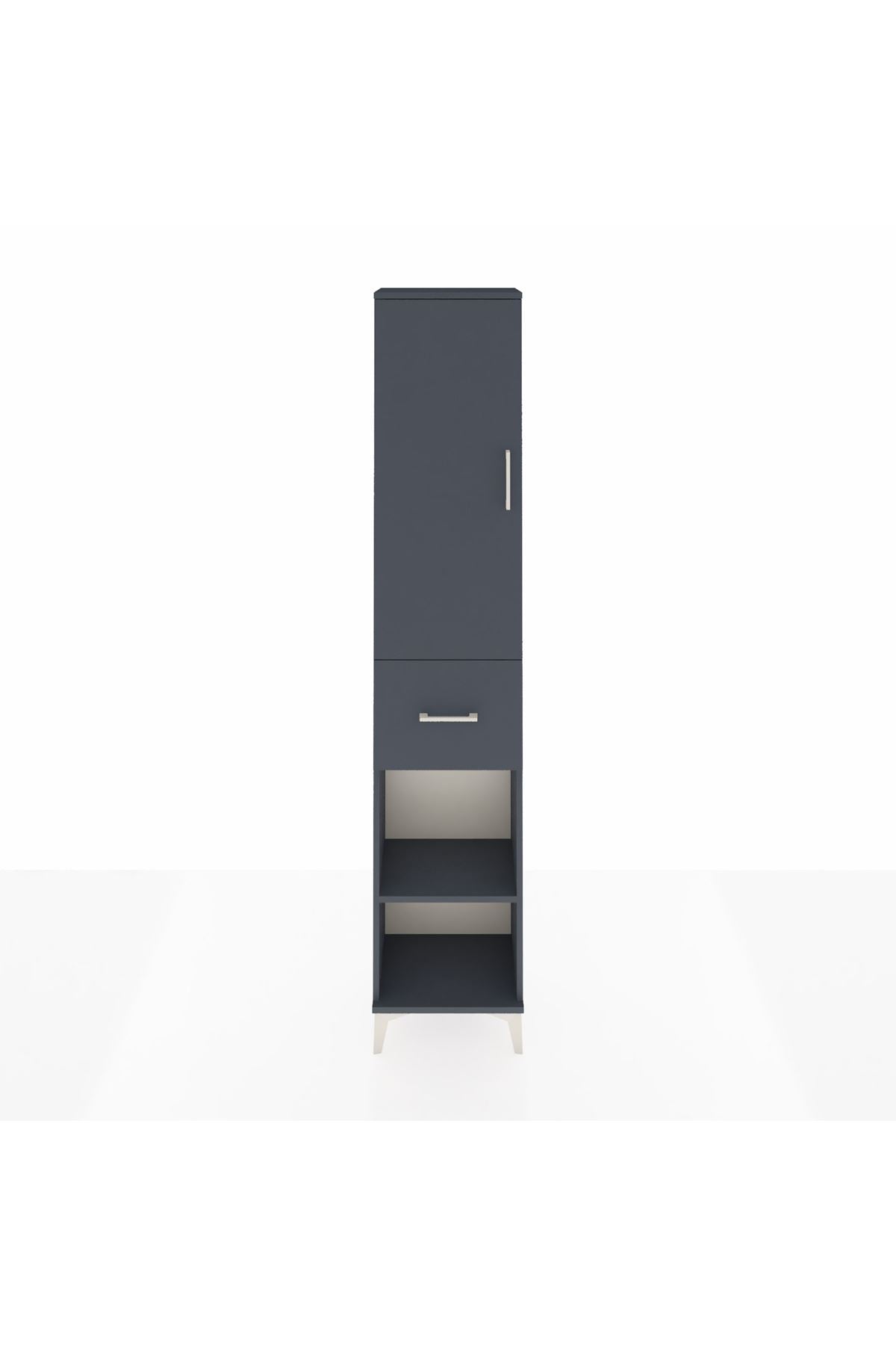 Arges Dolap 3 Raflı Tek Çekmeceli Tek Askılı 44x30x221 Antrasit-Antrasit