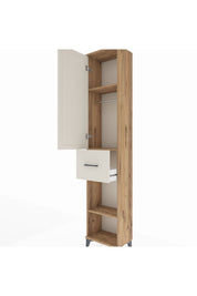 Arges Dolap 3 Raflı Tek Çekmeceli Tek Askılı 44x30x221 Çam-Aytaşı