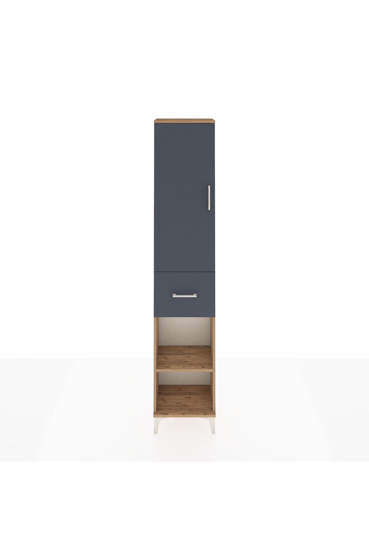 Arges Dolap 3 Raflı Tek Çekmeceli Tek Askılı 44x30x221 Çam-Antrasit