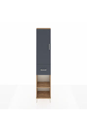 Arges Dolap 3 Raflı Tek Çekmeceli Tek Askılı 44x30x221 Çam-Antrasit