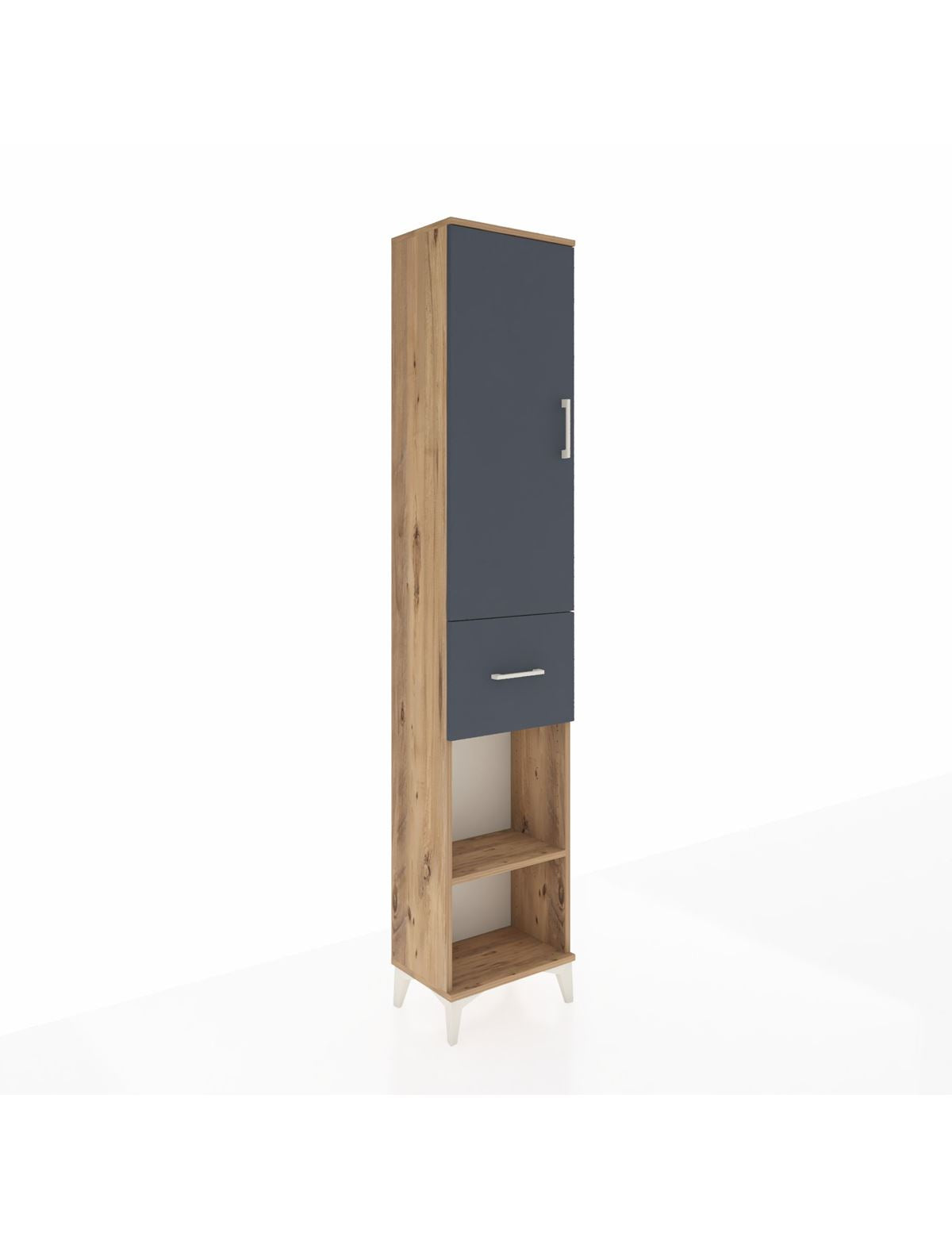 Arges Dolap 3 Raflı Tek Çekmeceli Tek Askılı 44x30x221 Çam-Antrasit