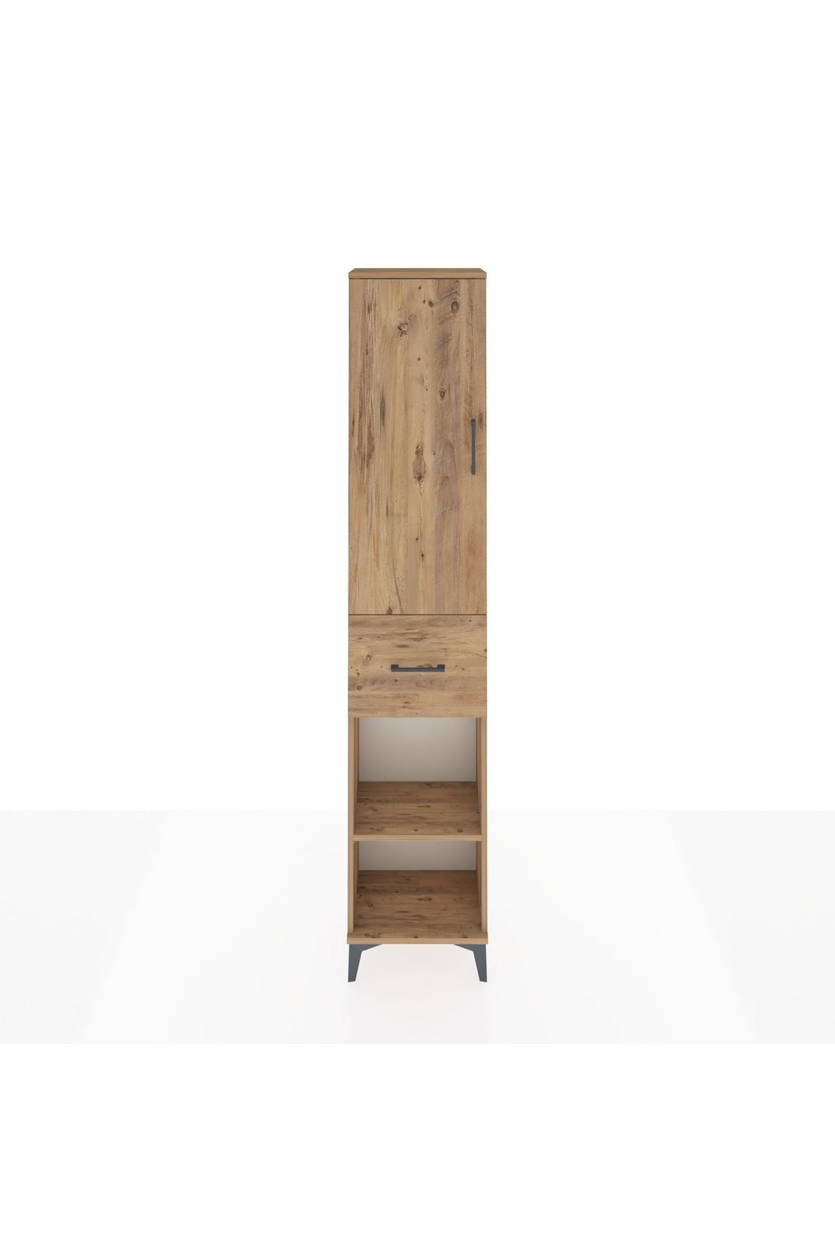 Arges Dolap 3 Raflı Tek Çekmeceli Tek Askılı 44x30x221 Çam-Çam