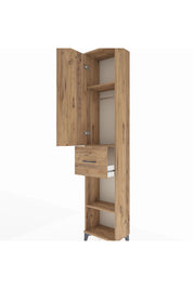 Arges Dolap 3 Raflı Tek Çekmeceli Tek Askılı 44x30x221 Çam-Çam