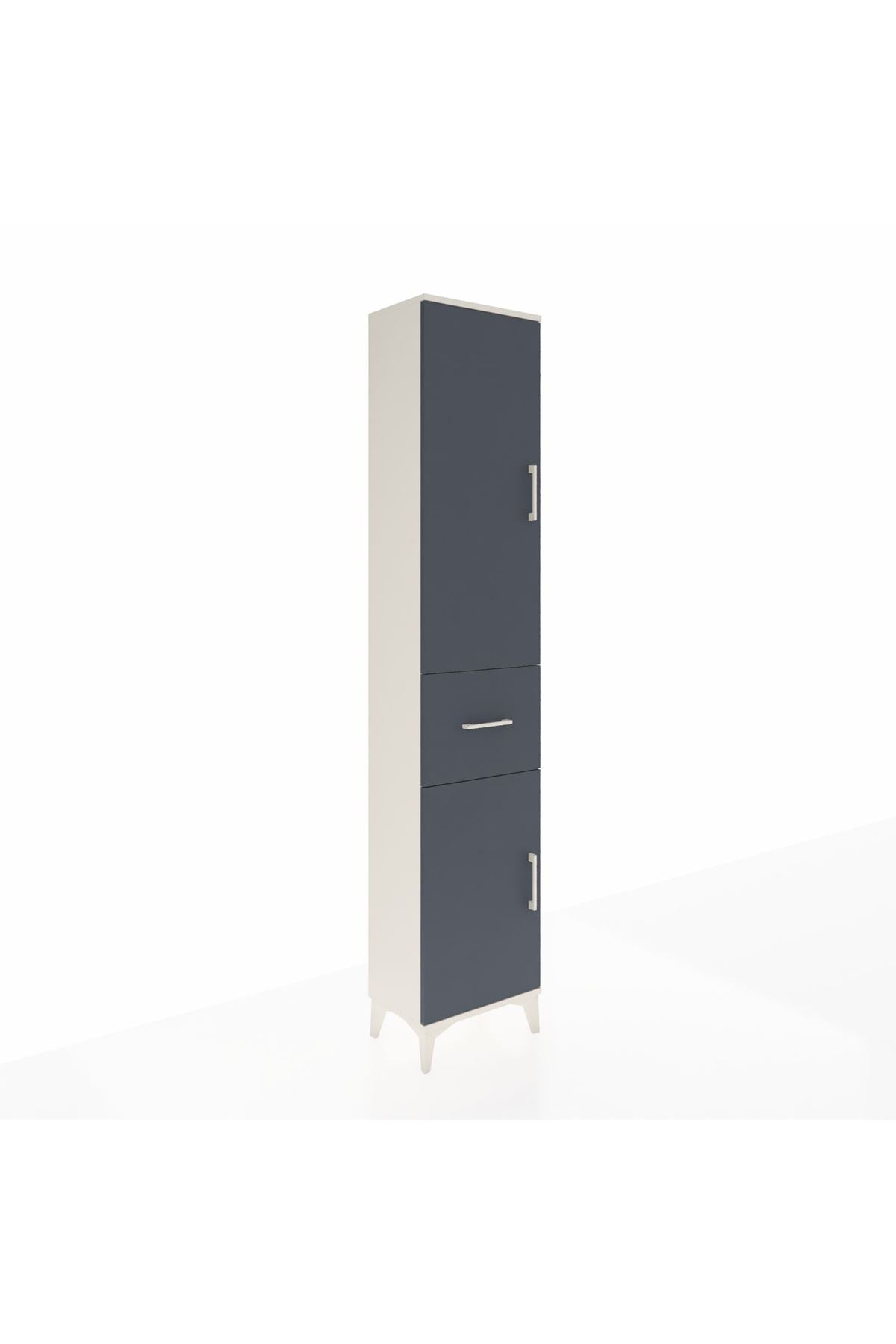 Arges Dolap 4 Raflı Tek Çekmeceli 2 Kapaklı 44x30x221 Aytaşı-Antrasit