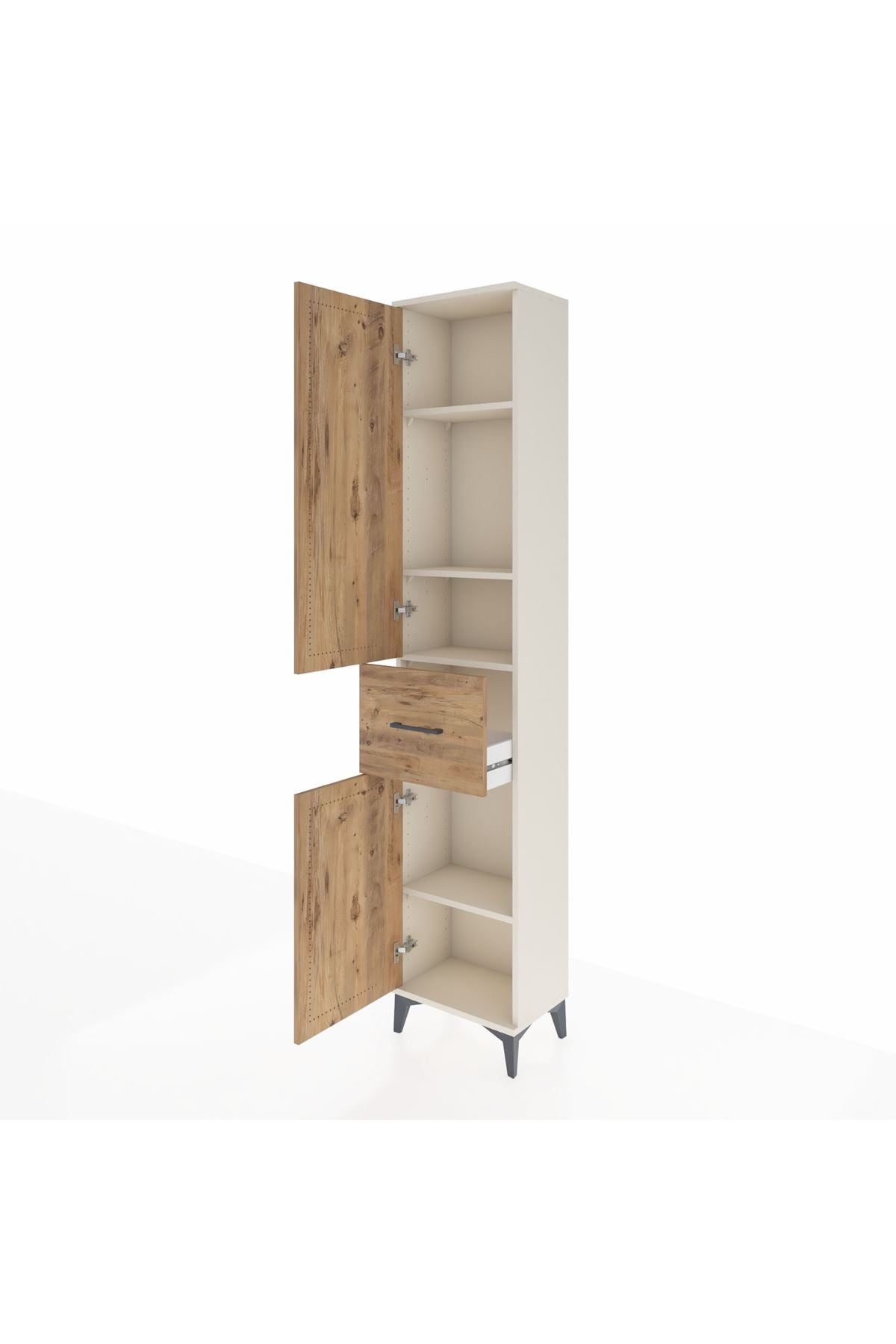 Arges Dolap 4 Raflı Tek Çekmeceli 2 Kapaklı 44x30x221 Aytaşı-Çam