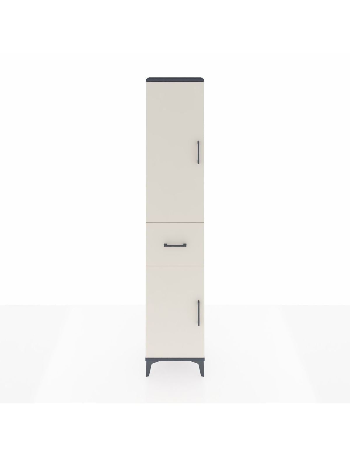 Arges Dolap 4 Raflı Tek Çekmeceli 2 Kapaklı 44x30x221 Antrasit-Aytaşı