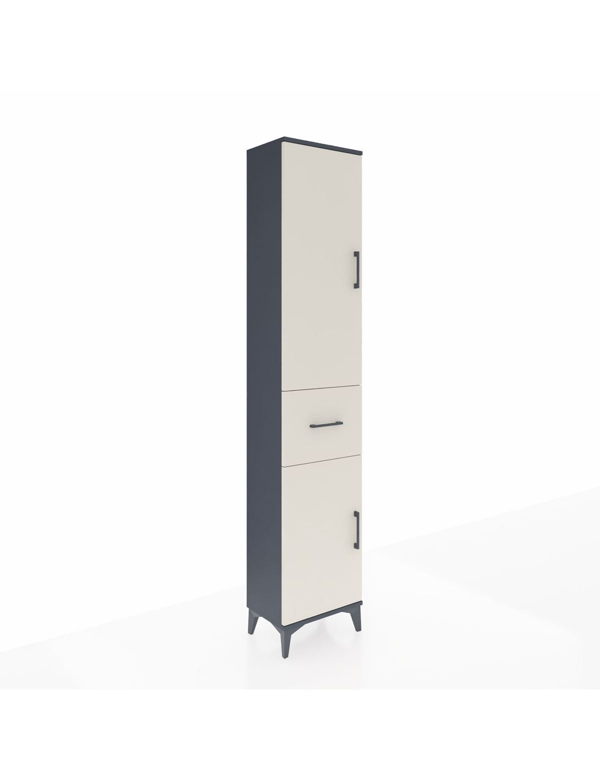 Arges Dolap 4 Raflı Tek Çekmeceli 2 Kapaklı 44x30x221 Antrasit-Aytaşı