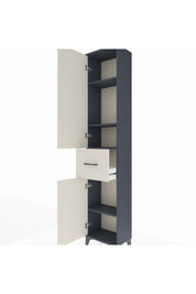 Arges Dolap 4 Raflı Tek Çekmeceli 2 Kapaklı 44x30x221 Antrasit-Aytaşı