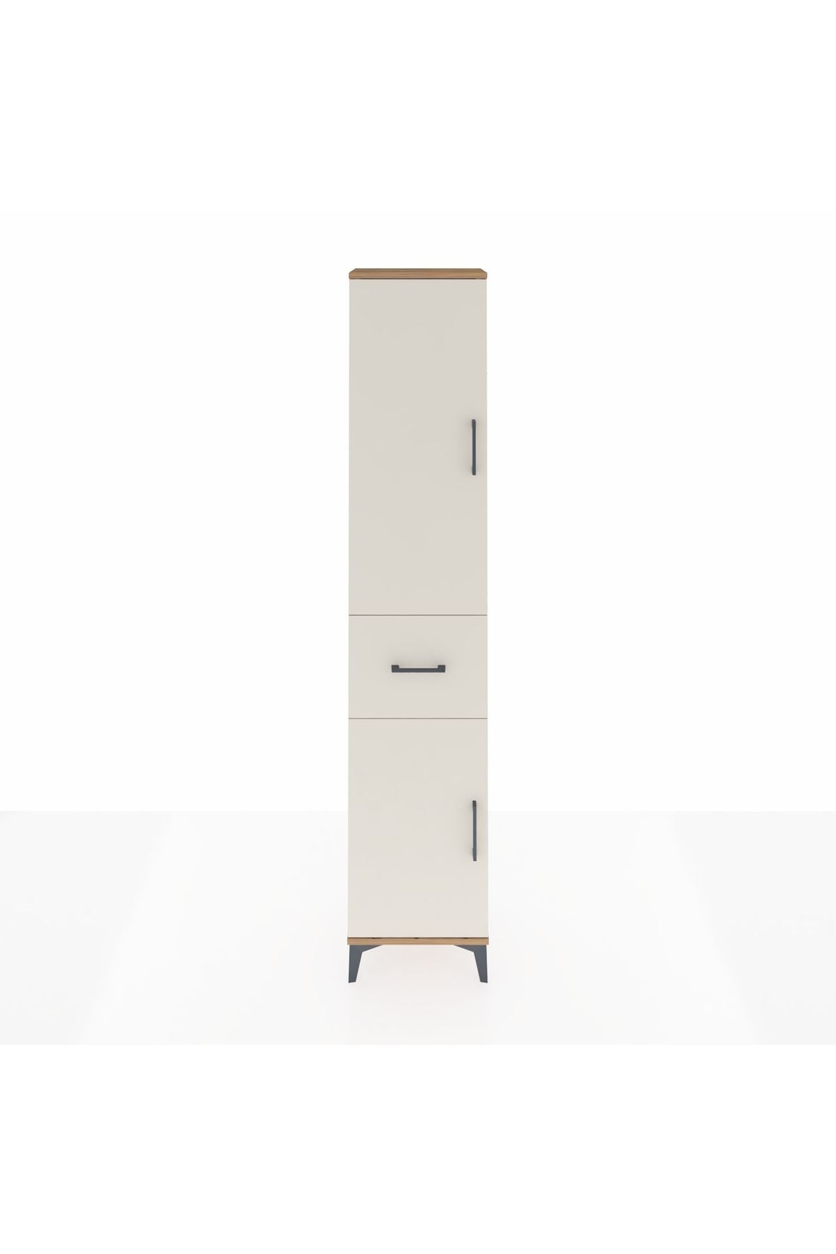 Arges Dolap 4 Raflı Tek Çekmeceli 2 Kapaklı 44x30x221 Çam-Aytaşı