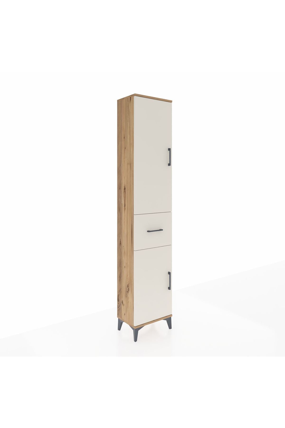 Arges Dolap 4 Raflı Tek Çekmeceli 2 Kapaklı 44x30x221 Çam-Aytaşı