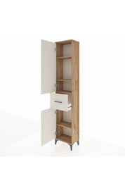 Arges Dolap 4 Raflı Tek Çekmeceli 2 Kapaklı 44x30x221 Çam-Aytaşı