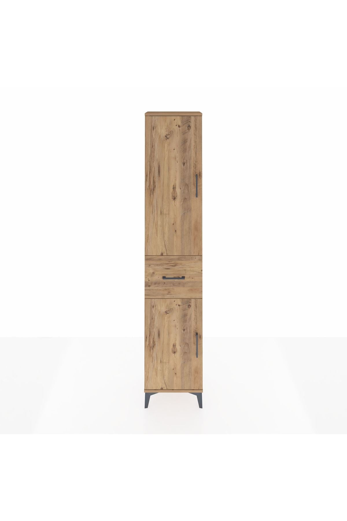 Arges Dolap 4 Raflı Tek Çekmeceli 2 Kapaklı 44x30x221 Çam-Çam