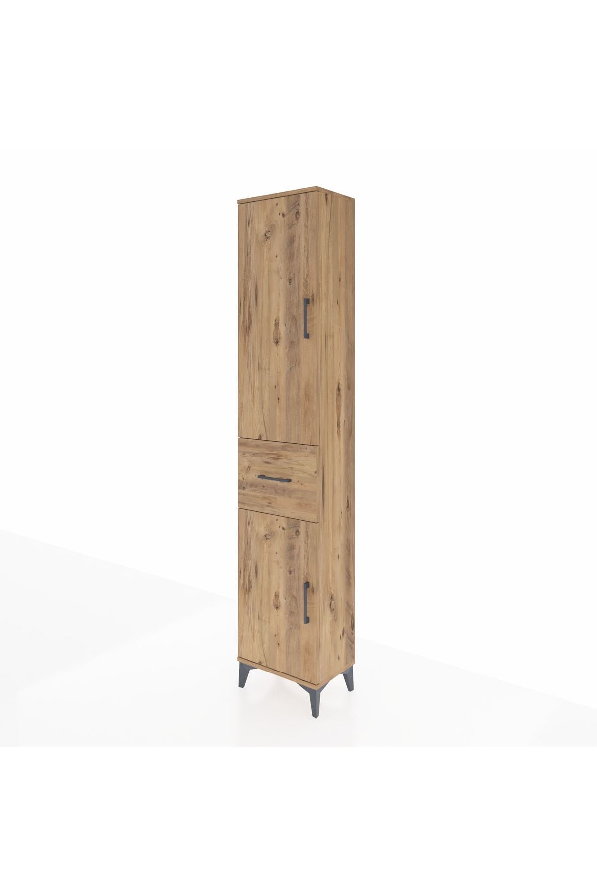 Arges Dolap 4 Raflı Tek Çekmeceli 2 Kapaklı 44x30x221 Çam-Çam