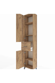 Arges Dolap 4 Raflı Tek Çekmeceli 2 Kapaklı 44x30x221 Çam-Çam