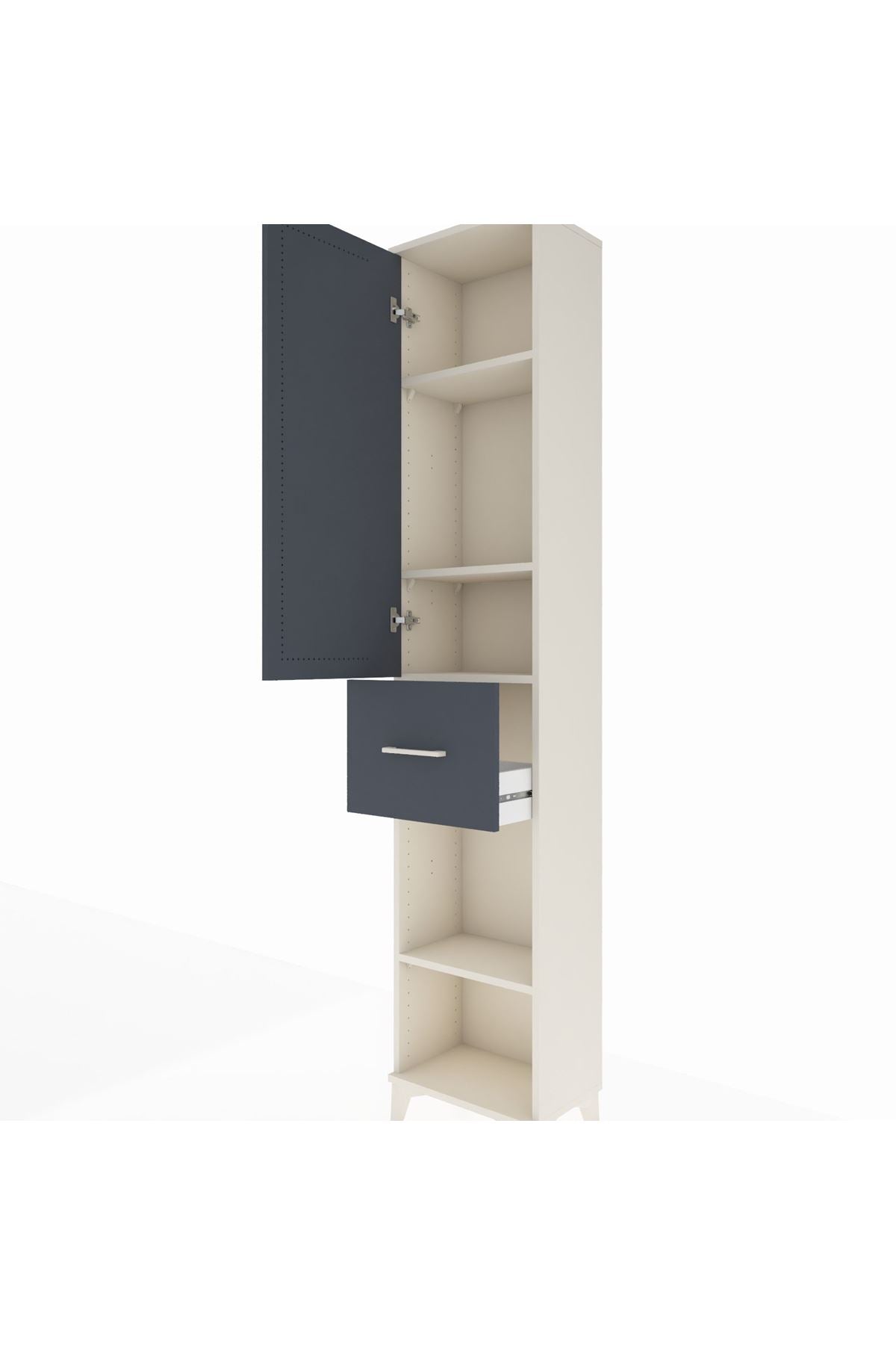 Arges Dolap 4 Raflı Tek Çekmeceli Tek Kapaklı 44x30x221 Aytaşı-Antrasit