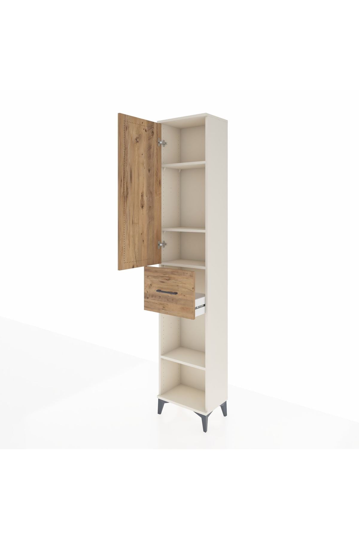 Arges Dolap 4 Raflı Tek Çekmeceli Tek Kapaklı 44x30x221 Aytaşı-Çam