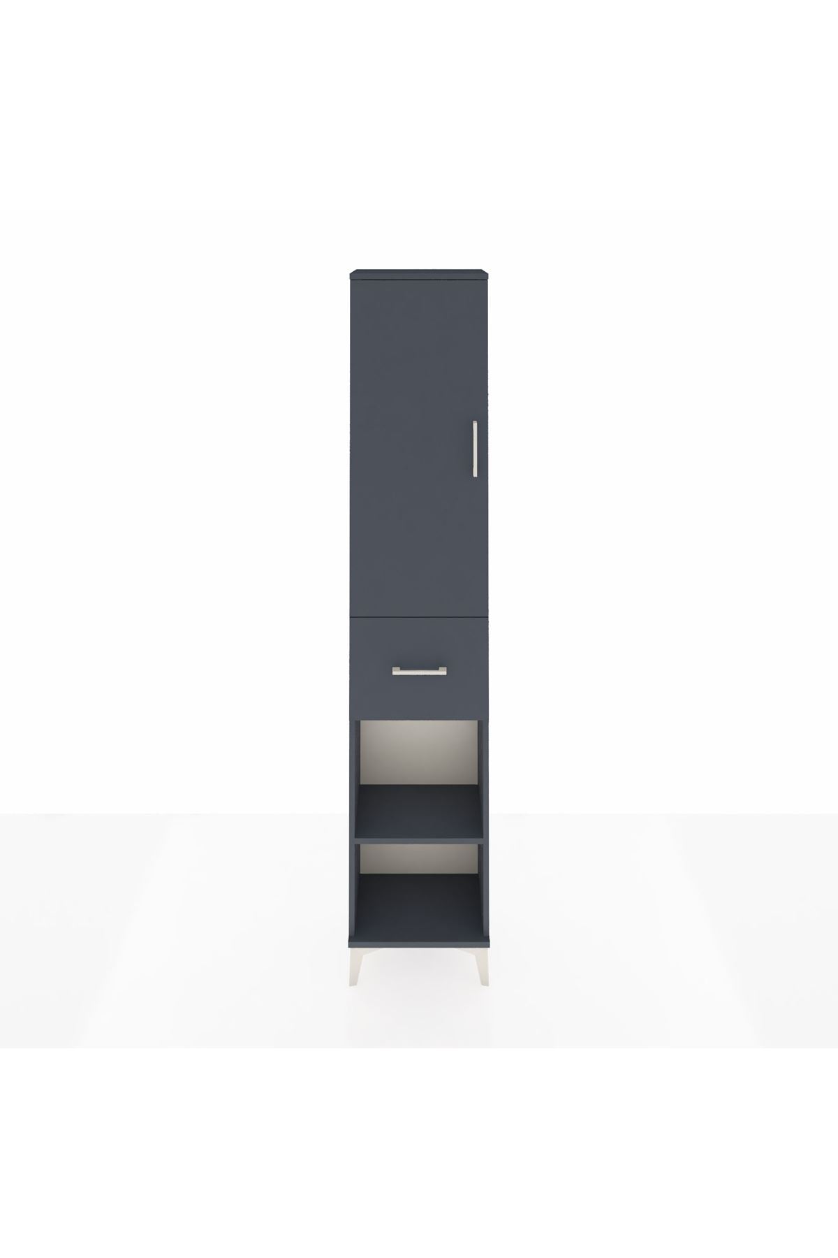 Arges Dolap 4 Raflı Tek Çekmeceli Tek Kapaklı 44x30x221 Antrasit-Antrasit