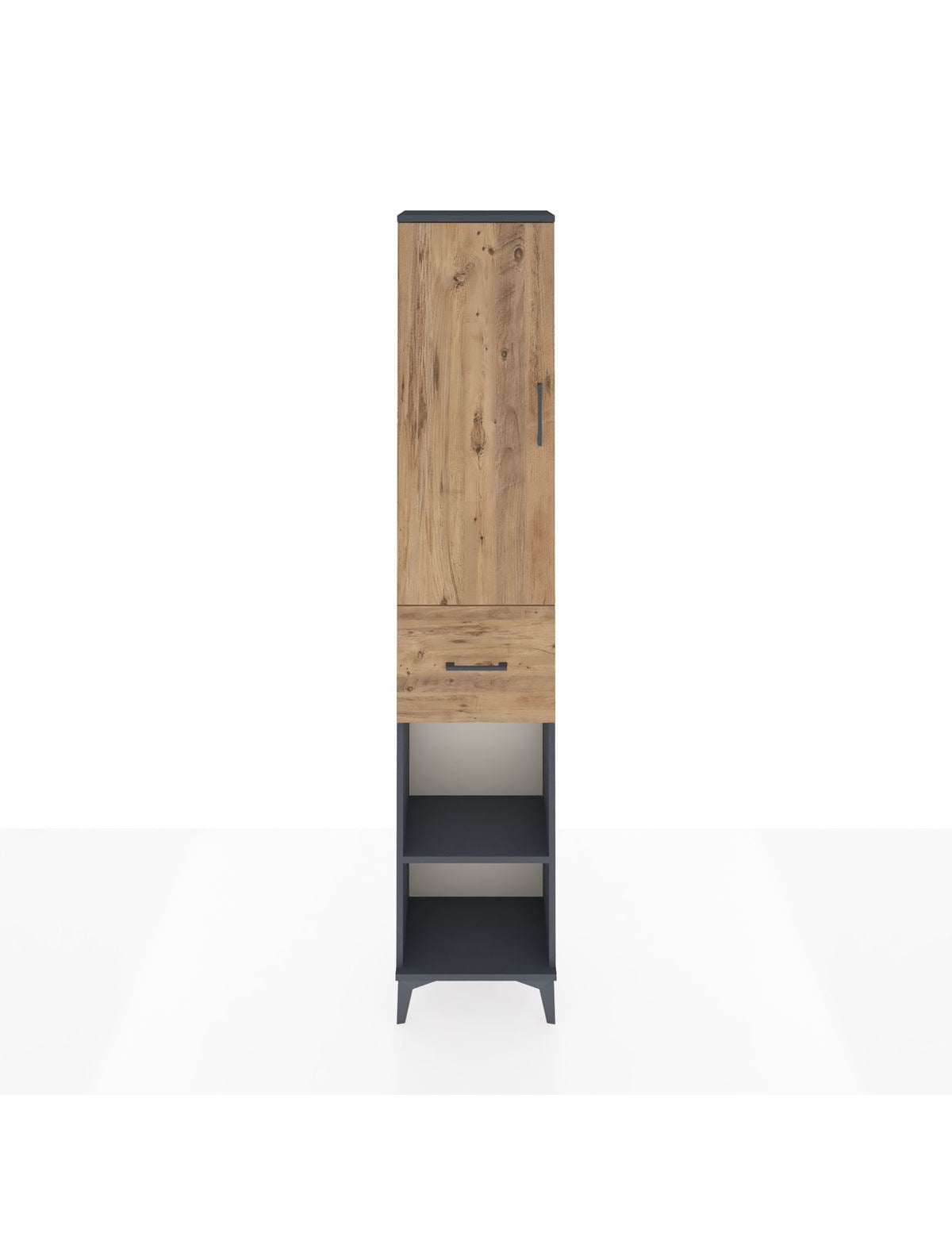 Arges Dolap 4 Raflı Tek Çekmeceli Tek Kapaklı 44x30x221 Antrasit-Çam