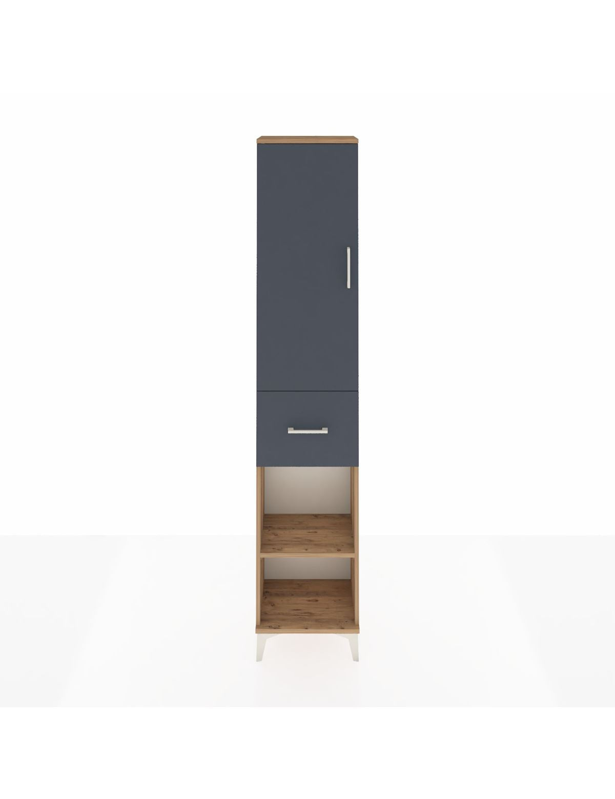 Arges Dolap 4 Raflı Tek Çekmeceli Tek Kapaklı 44x30x221 Çam-Antrasit