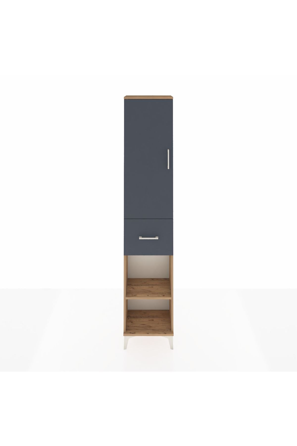 Arges Dolap 4 Raflı Tek Çekmeceli Tek Kapaklı 44x30x221 Çam-Antrasit