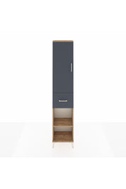 Arges Dolap 4 Raflı Tek Çekmeceli Tek Kapaklı 44x30x221 Çam-Antrasit