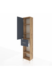 Arges Dolap 4 Raflı Tek Çekmeceli Tek Kapaklı 44x30x221 Çam-Antrasit