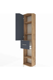 Arges Dolap 4 Raflı Tek Çekmeceli Tek Kapaklı 44x30x221 Çam-Antrasit