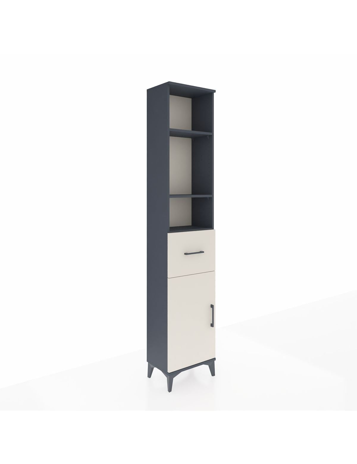 Arges Dolap 4 Raflı Tek Çekmeceli Tek Kapaklı 44x30x221 Antrasit-Aytaşı