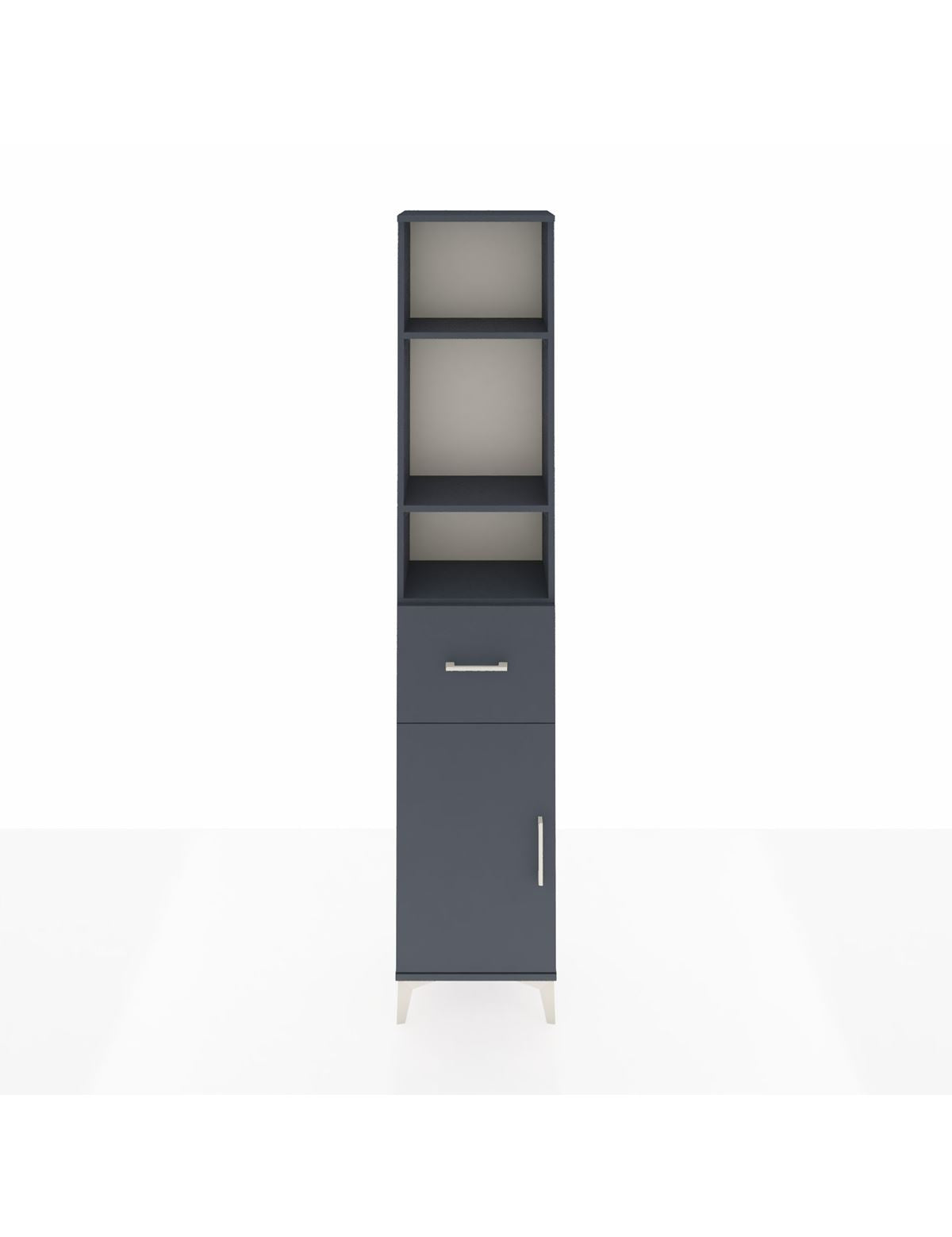 Arges Dolap 4 Raflı Tek Çekmeceli Tek Kapaklı 44x30x221 Antrasit-Antrasit