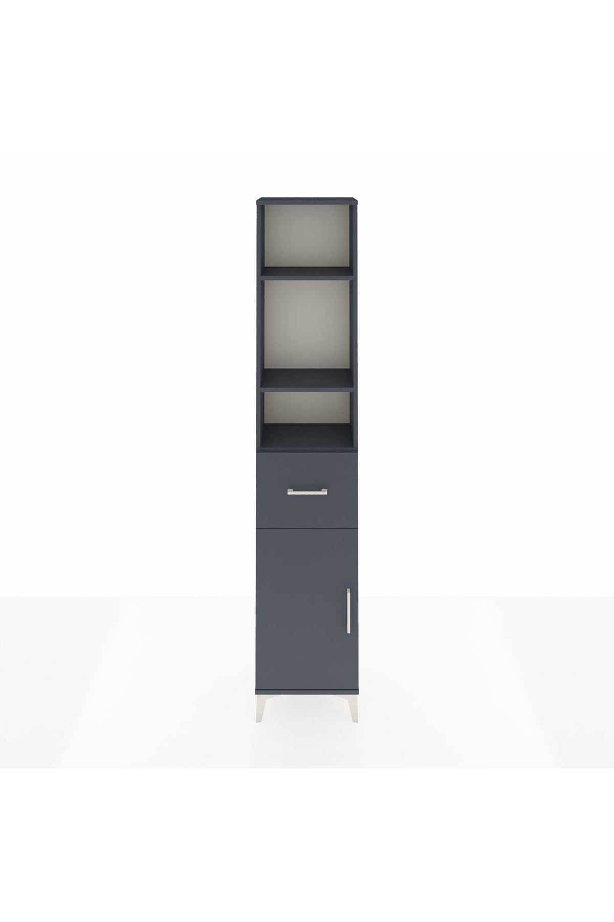 Arges Dolap 4 Raflı Tek Çekmeceli Tek Kapaklı 44x30x221 Antrasit-Antrasit