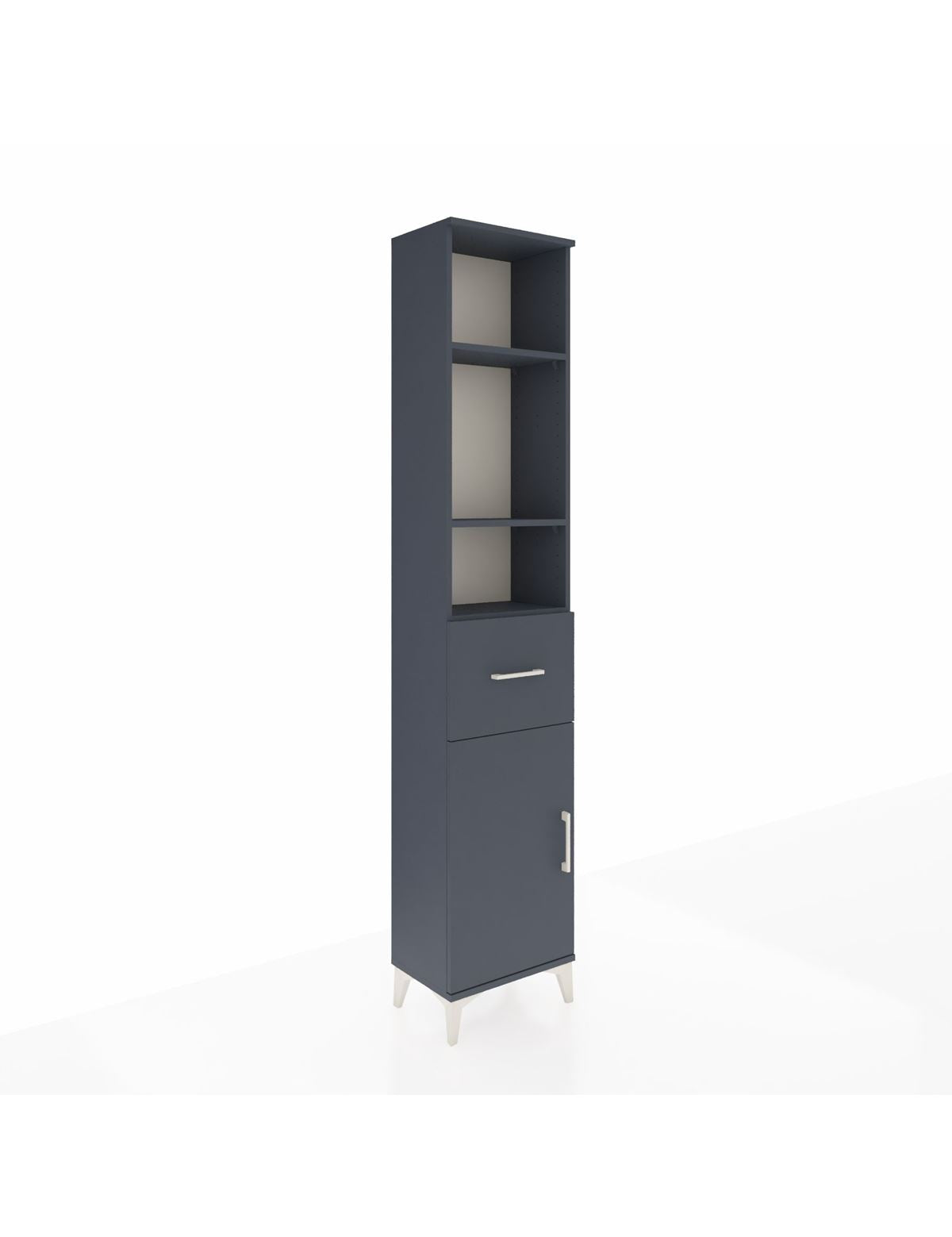 Arges Dolap 4 Raflı Tek Çekmeceli Tek Kapaklı 44x30x221 Antrasit-Antrasit