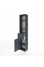 Arges Dolap 4 Raflı Tek Çekmeceli Tek Kapaklı 44x30x221 Antrasit-Antrasit