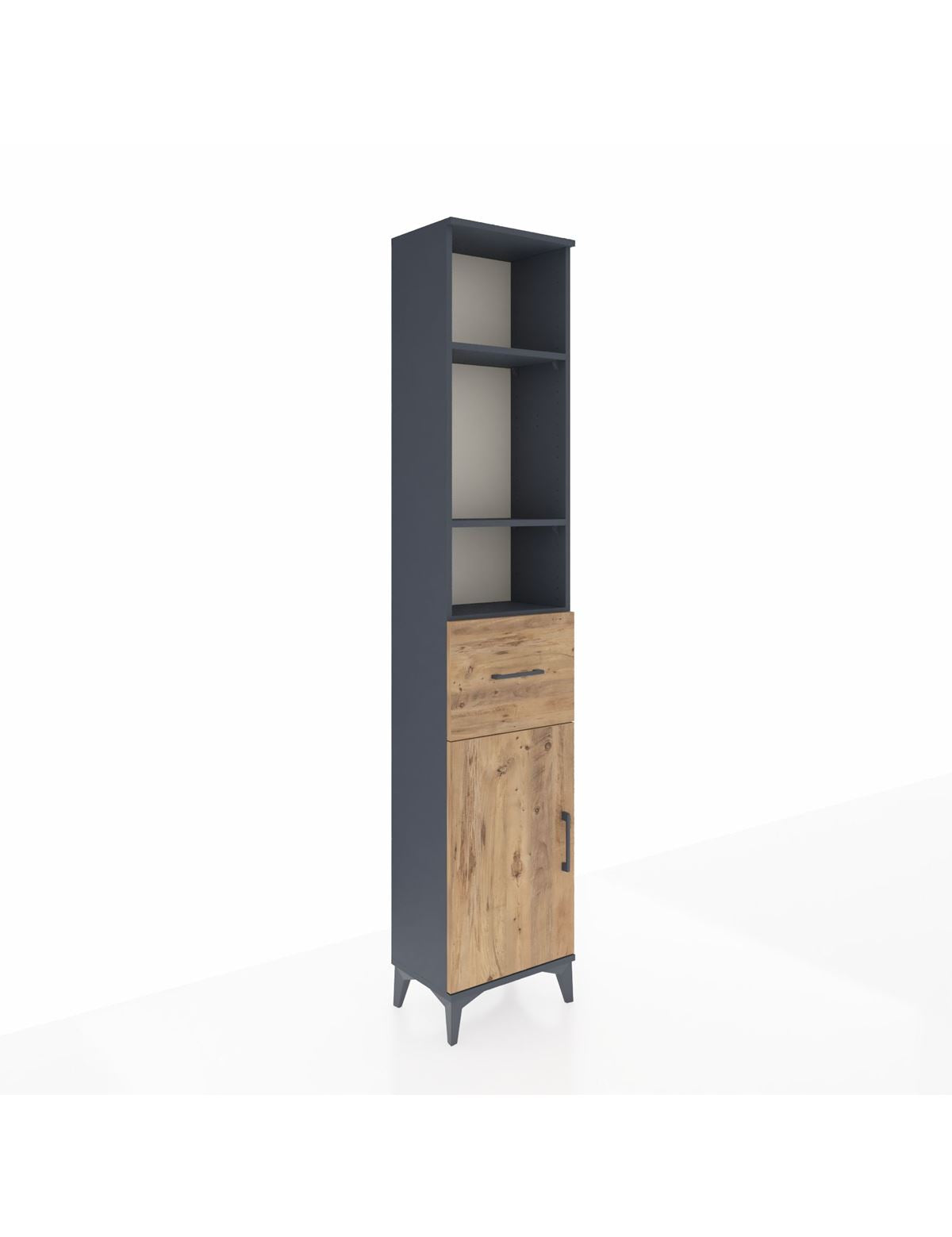 Arges Dolap 4 Raflı Tek Çekmeceli Tek Kapaklı 44x30x221 Antrasit-Çam