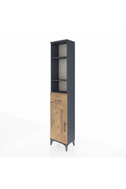 Arges Dolap 4 Raflı Tek Çekmeceli Tek Kapaklı 44x30x221 Antrasit-Çam