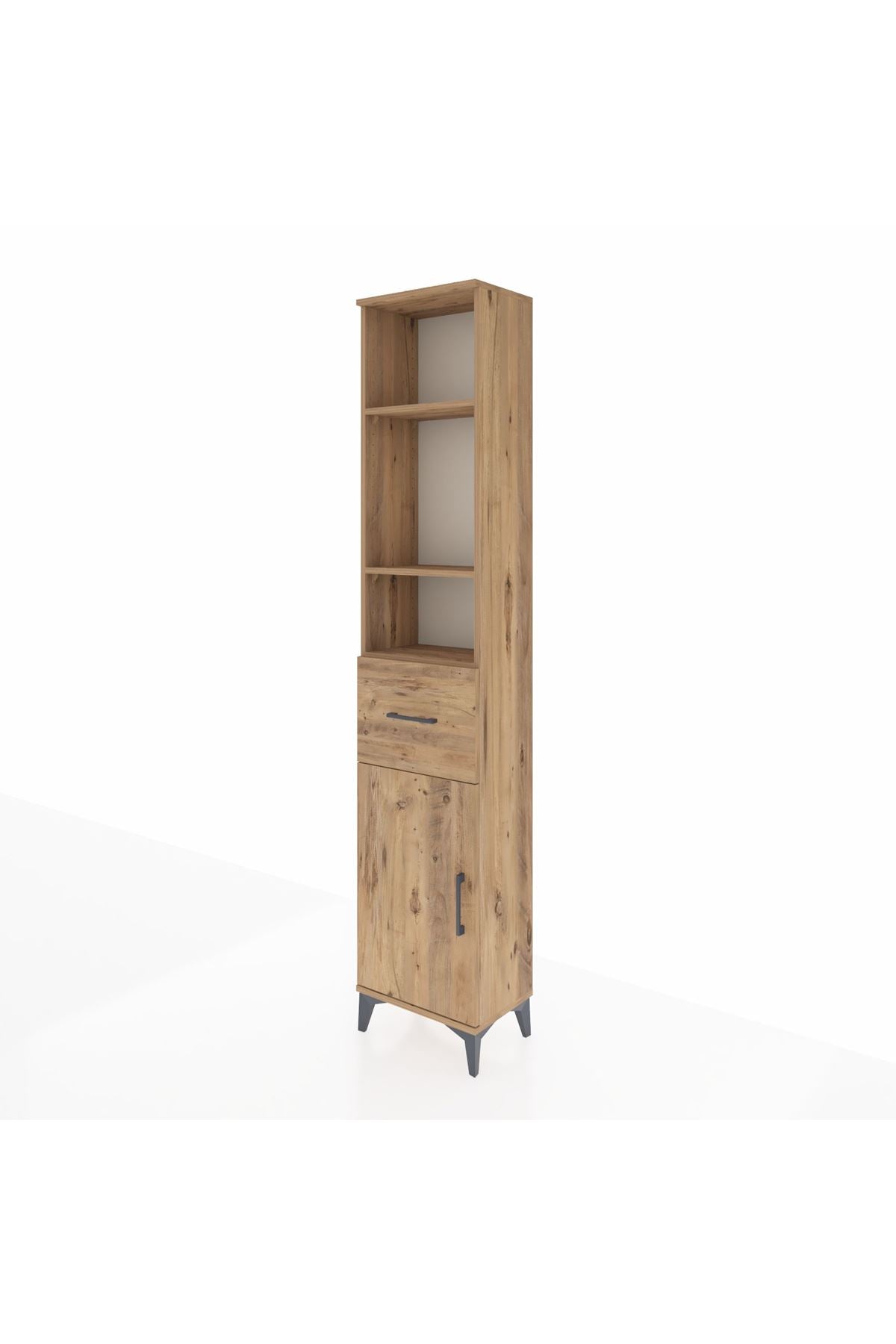 Arges Dolap 4 Raflı Tek Çekmeceli Tek Kapaklı 44x30x221 Çam-Çam