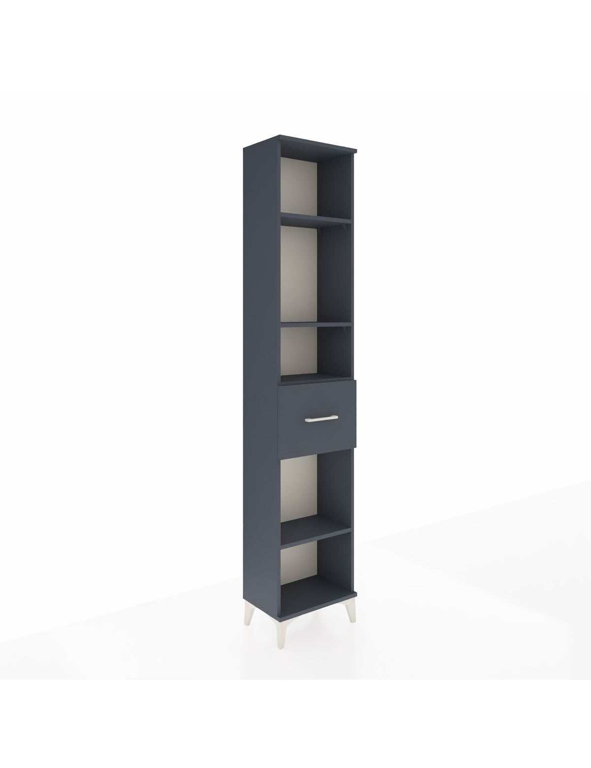 Arges Dolap 4 Raflı Tek Çekmeceli 44x30x221 Antrasit-Antrasit