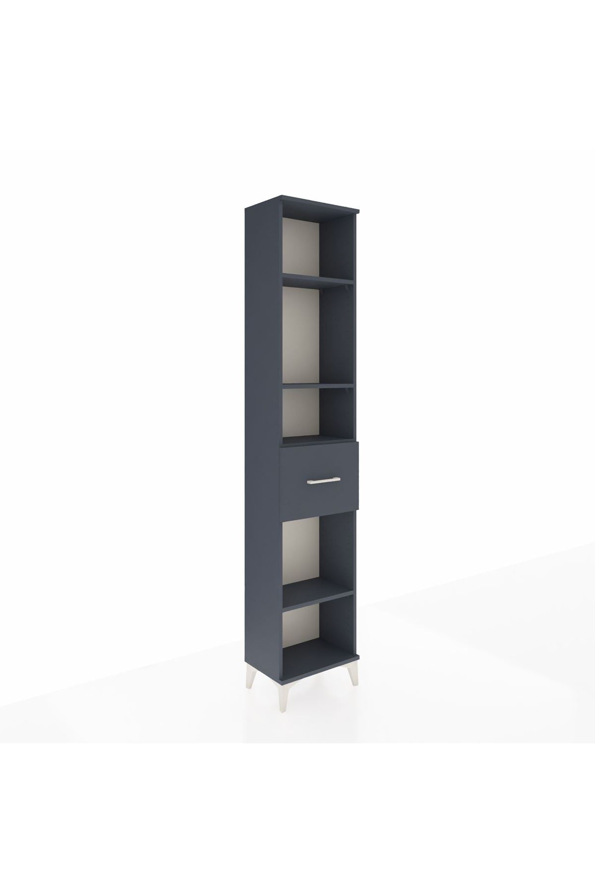 Arges Dolap 4 Raflı Tek Çekmeceli 44x30x221 Antrasit-Antrasit