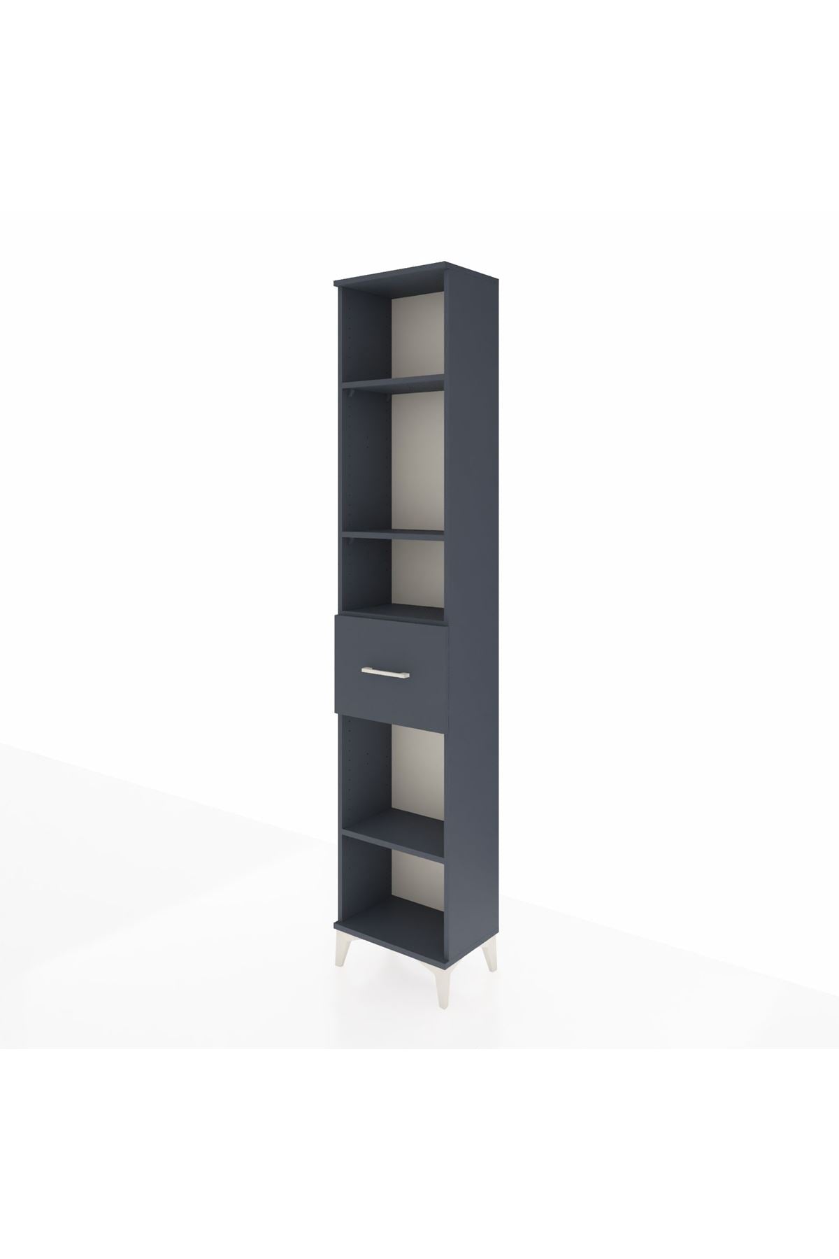 Arges Dolap 4 Raflı Tek Çekmeceli 44x30x221 Antrasit-Antrasit