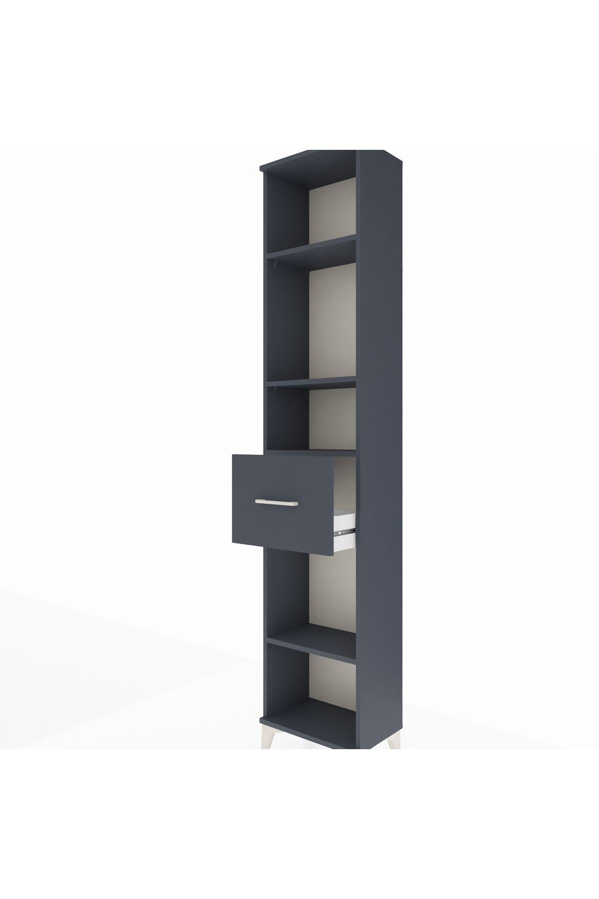 Arges Dolap 4 Raflı Tek Çekmeceli 44x30x221 Antrasit-Antrasit