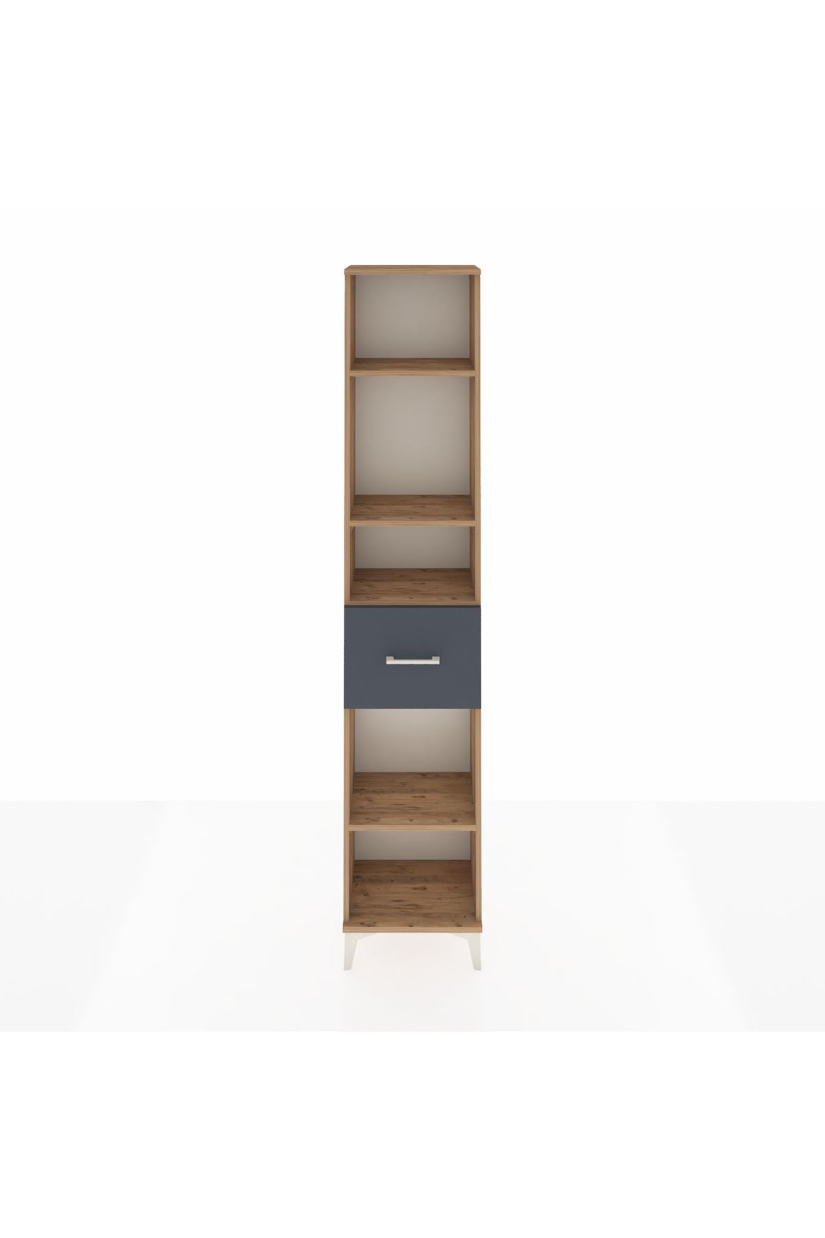 Arges Dolap 4 Raflı Tek Çekmeceli 44x30x221 Çam-Antrasit