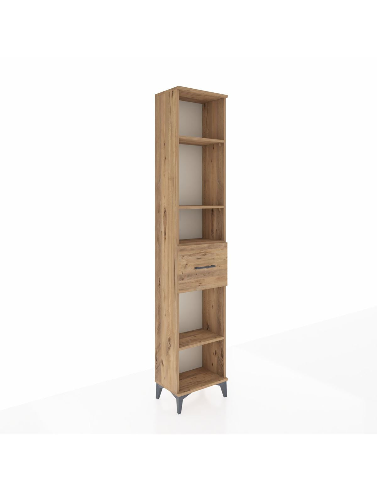 Arges Dolap 4 Raflı Tek Çekmeceli 44x30x221 Çam-Çam