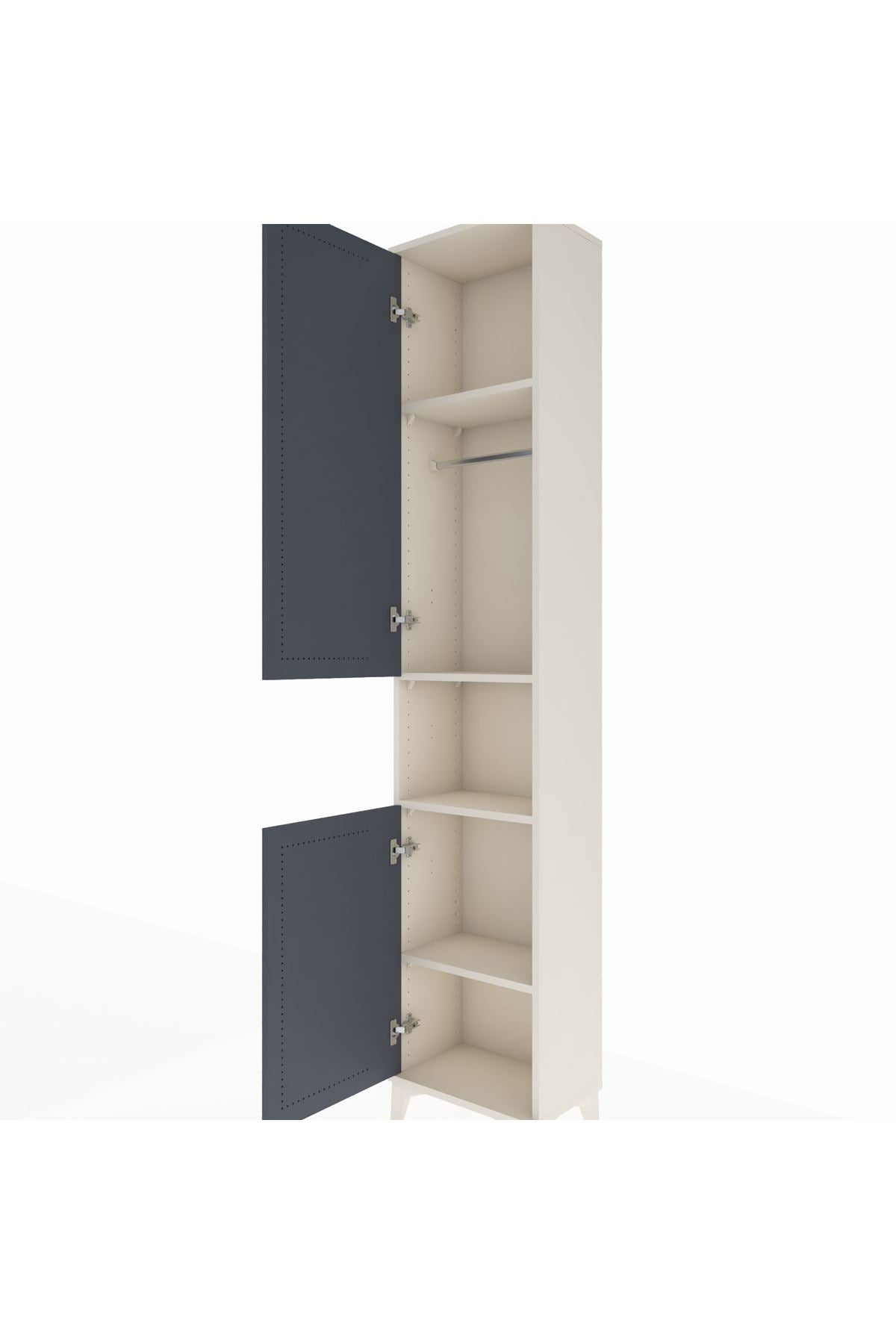 Arges Dolap 4 Raflı 2 Kapaklı Tek Askılı 44x30x221 Aytaşı-Antrasit