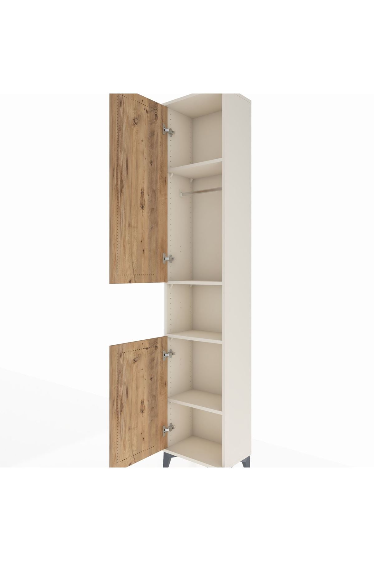 Arges Dolap 4 Raflı 2 Kapaklı Tek Askılı 44x30x221 Aytaşı-Çam