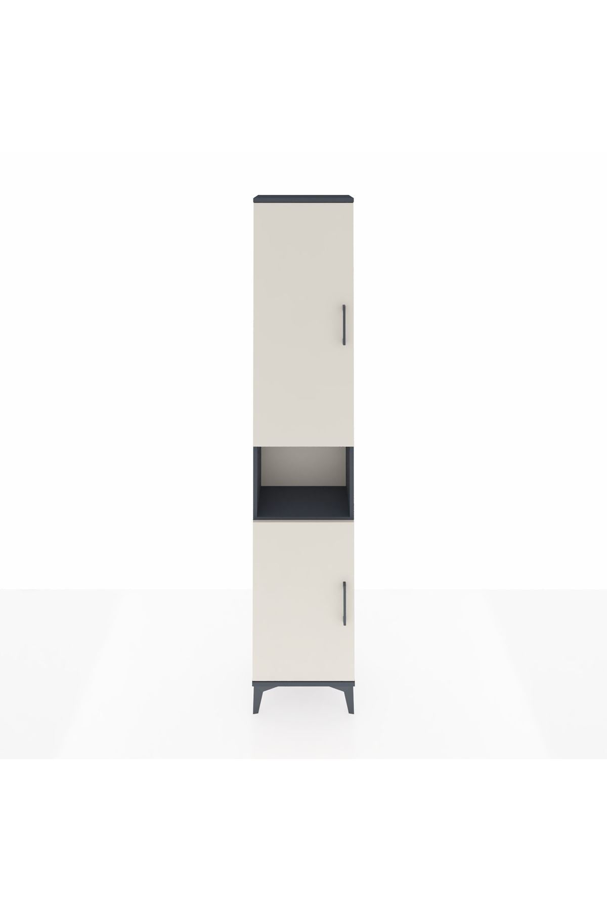 Arges Dolap 4 Raflı 2 Kapaklı Tek Askılı 44x30x221 Antrasit-Aytaşı