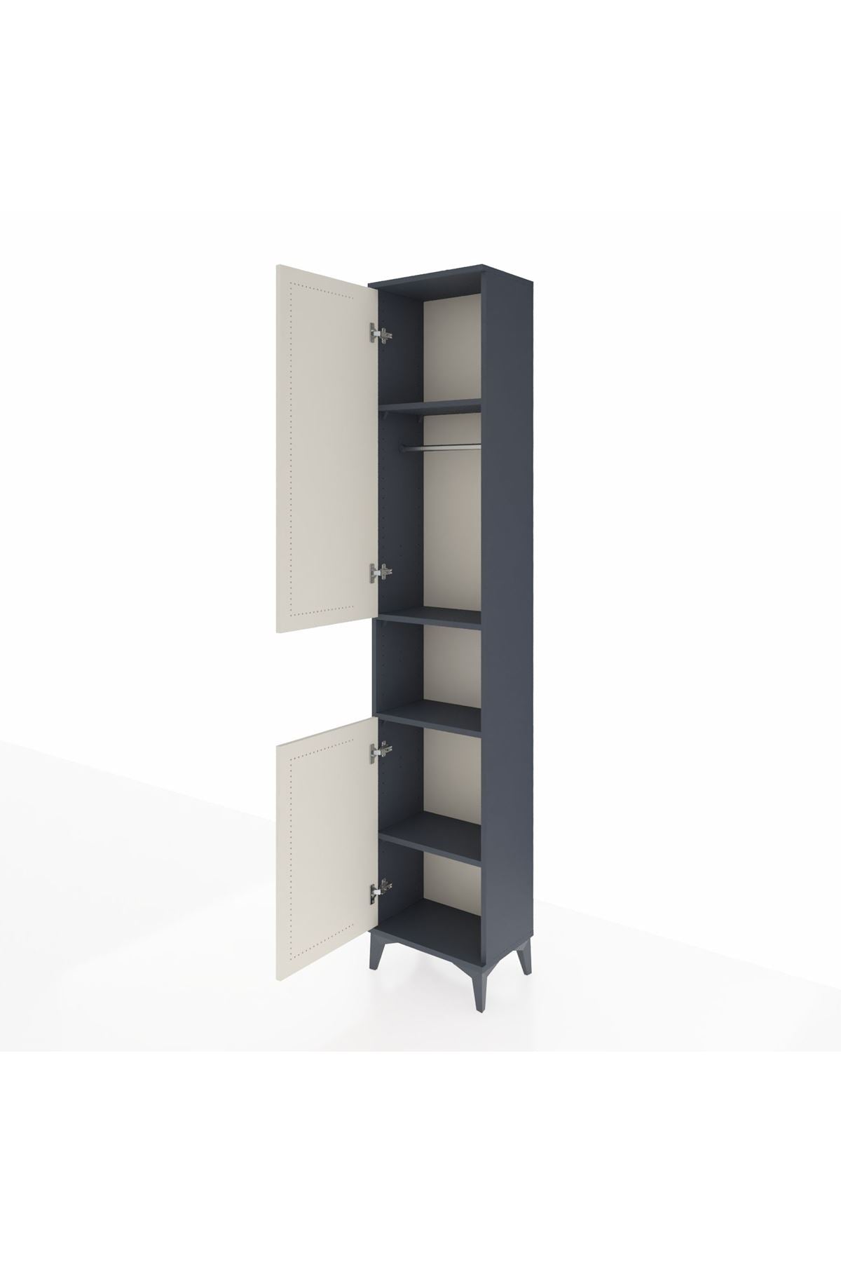 Arges Dolap 4 Raflı 2 Kapaklı Tek Askılı 44x30x221 Antrasit-Aytaşı