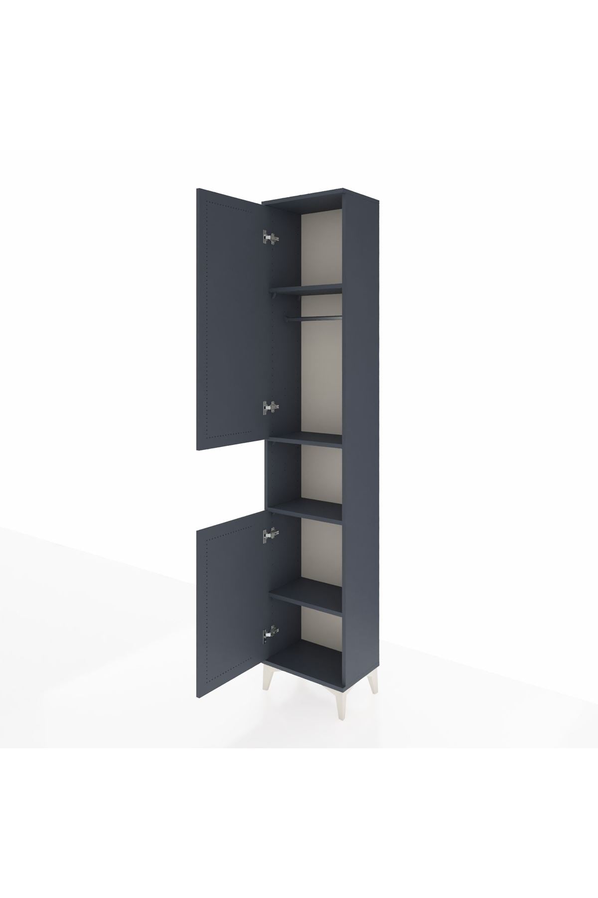 Arges Dolap 4 Raflı 2 Kapaklı Tek Askılı 44x30x221 Antrasit-Antrasit