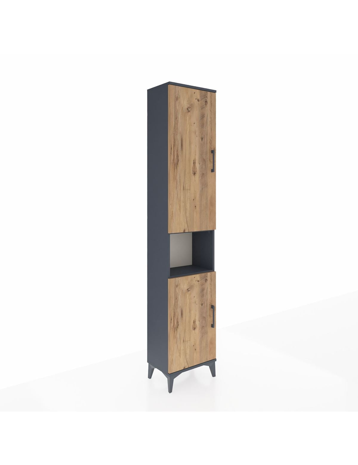 Arges Dolap 4 Raflı 2 Kapaklı Tek Askılı 44x30x221 Antrasit-Çam