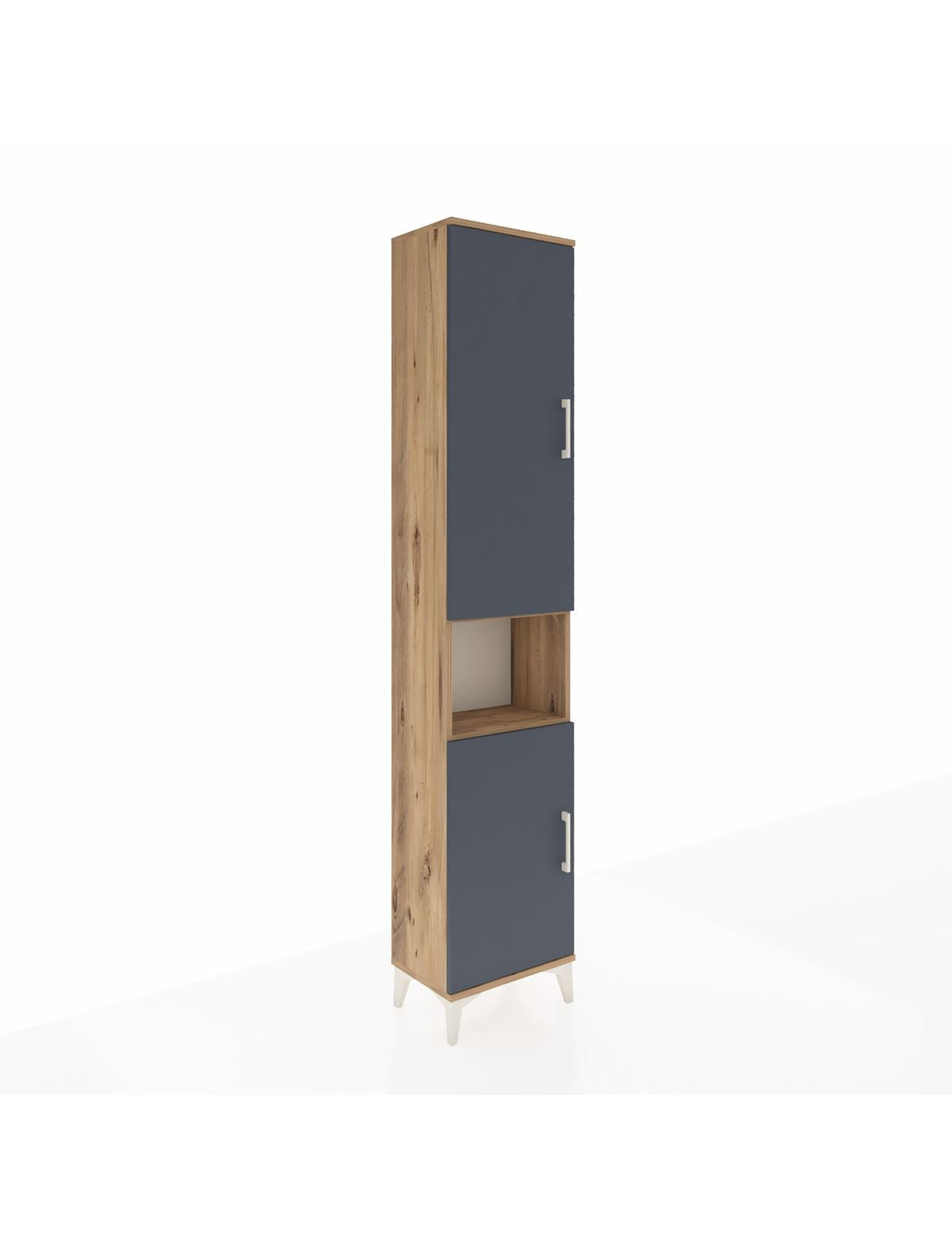 Arges Dolap 4 Raflı 2 Kapaklı Tek Askılı 44x30x221 Çam-Antrasit