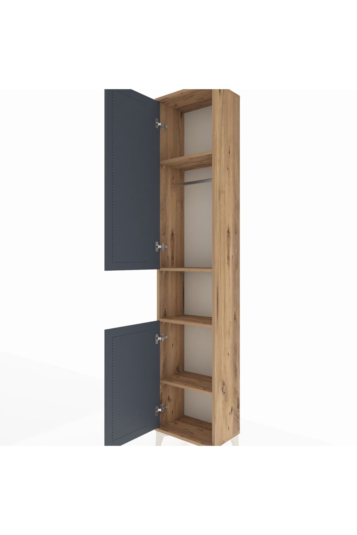 Arges Dolap 4 Raflı 2 Kapaklı Tek Askılı 44x30x221 Çam-Antrasit